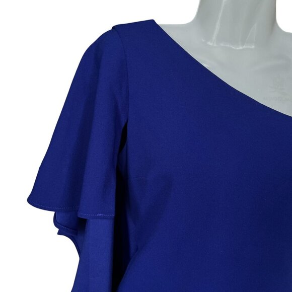 Calvin Klein Womens One Shoulder Dress Size 2 Blue Party Cocktail Event Occasion - Picture 2 of 8